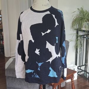 NIC+ZOE Black and Blue Abstract Sweater